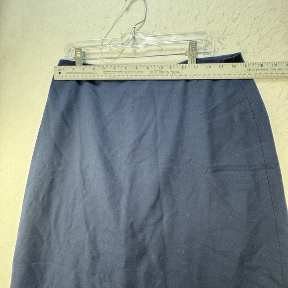 VINTAGE LRL Ralph Lauren Skirt Womens 14 Blue 100% Wool Career Made In USA USA - Picture 5 of 9